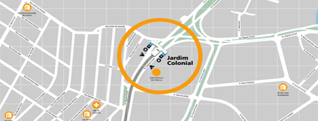 Mapa dos arredores da Estação Jardim Colonial