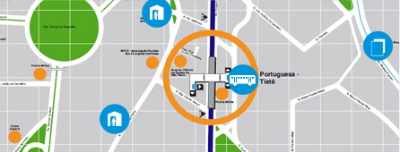 Mapa dos arredores da Estação Portuguesa-Tietê