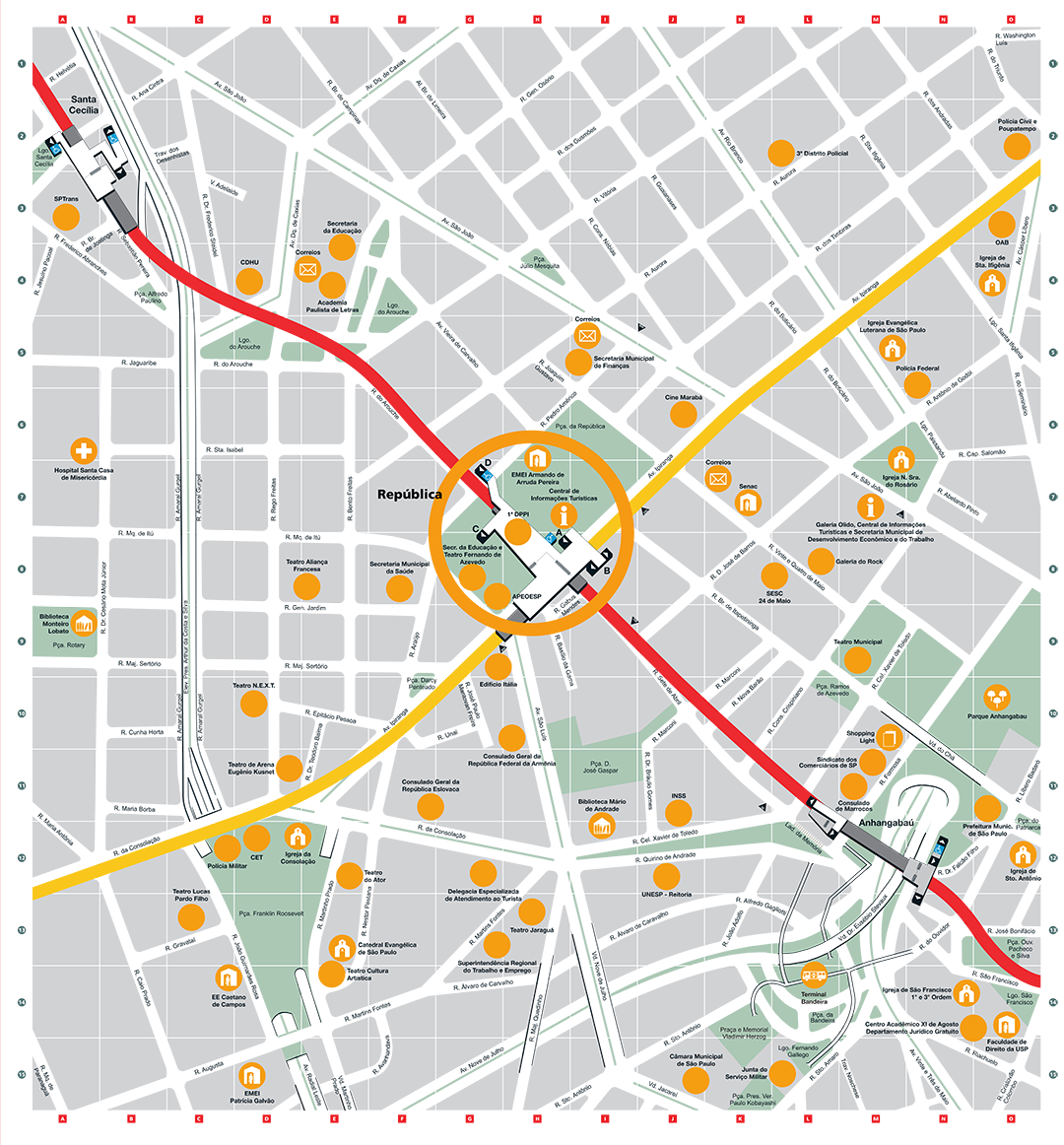 Mapa dos arredores da Estação República