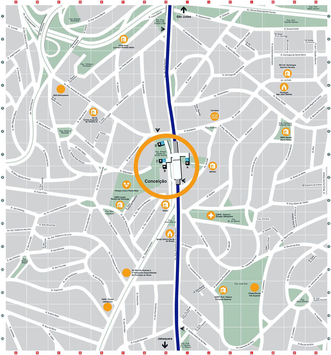 Mapa dos arredores da Estação Conceição