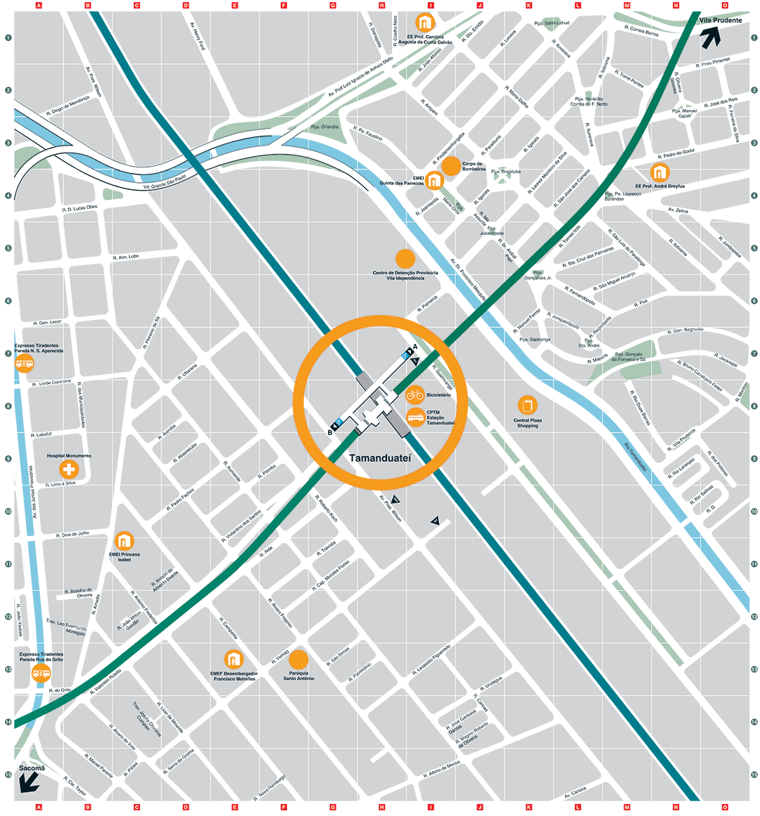 Mapa dos arredores da Estação Tamanduateí
