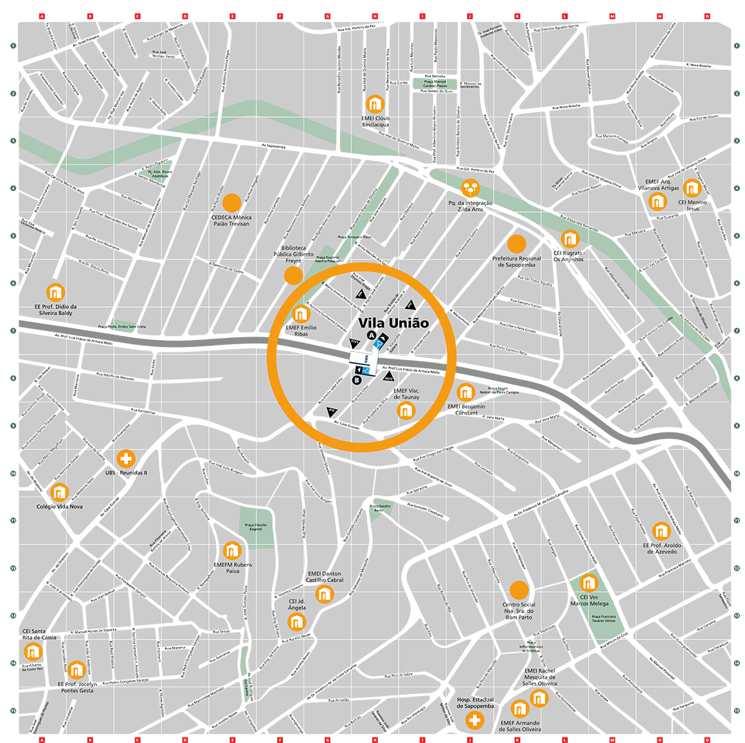 Mapa dos arredores da Estação Vila União